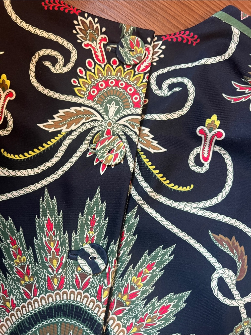 Gretchen Scott Designs Navy Paisley-Print Long Sleeve A-Line Dress - Picture 9 of 9